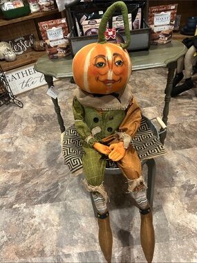 NWT Joe Spencer Patton Pumpkin-Head Handcrafted Plush Doll